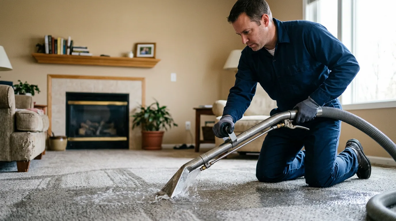 Water damage restoration technician working near Coopersville, MI